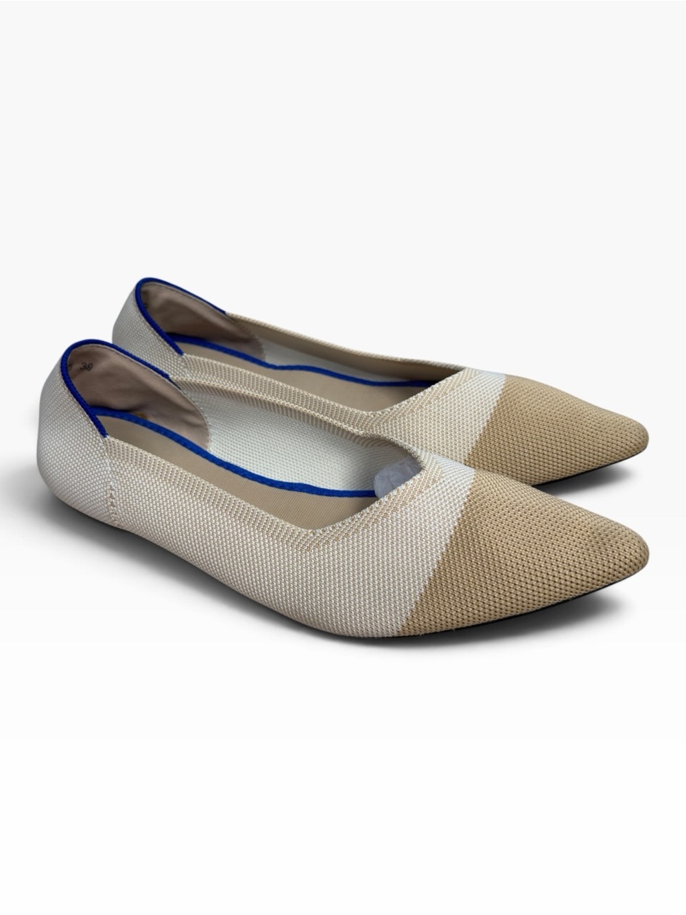 Je T’Accompagne Toujours Pointed Toe Knit Cap Toe Ballet Flats EU Size 39 Beige - Picture 4 of 10